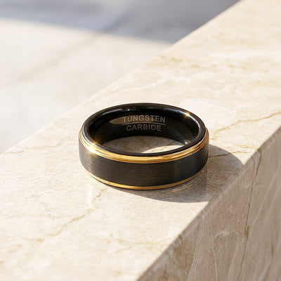 Luther | Brushed Black Gold Tungsten Carbide Ring | Men's Ring