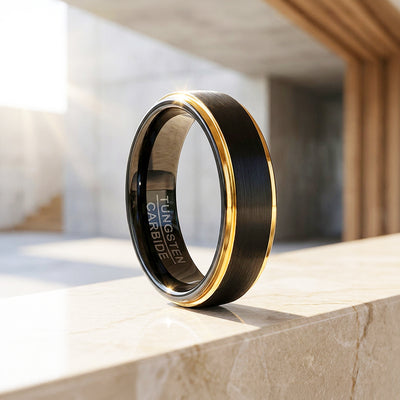 Luther | Brushed Black Gold Tungsten Carbide Ring | Men's Ring