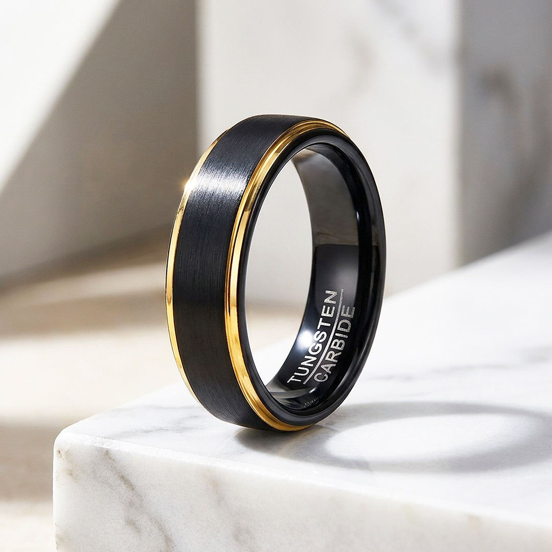 Luther | Brushed Black Gold Tungsten Carbide Ring | Men's Ring