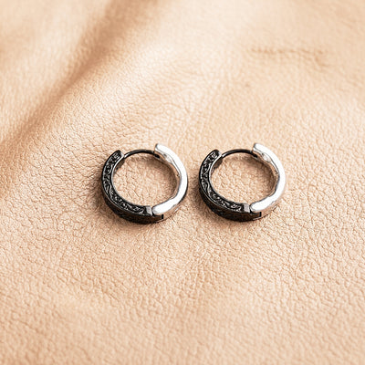 Engraved Scroll Huggie Hoop | Men's Earrings | ME1003
