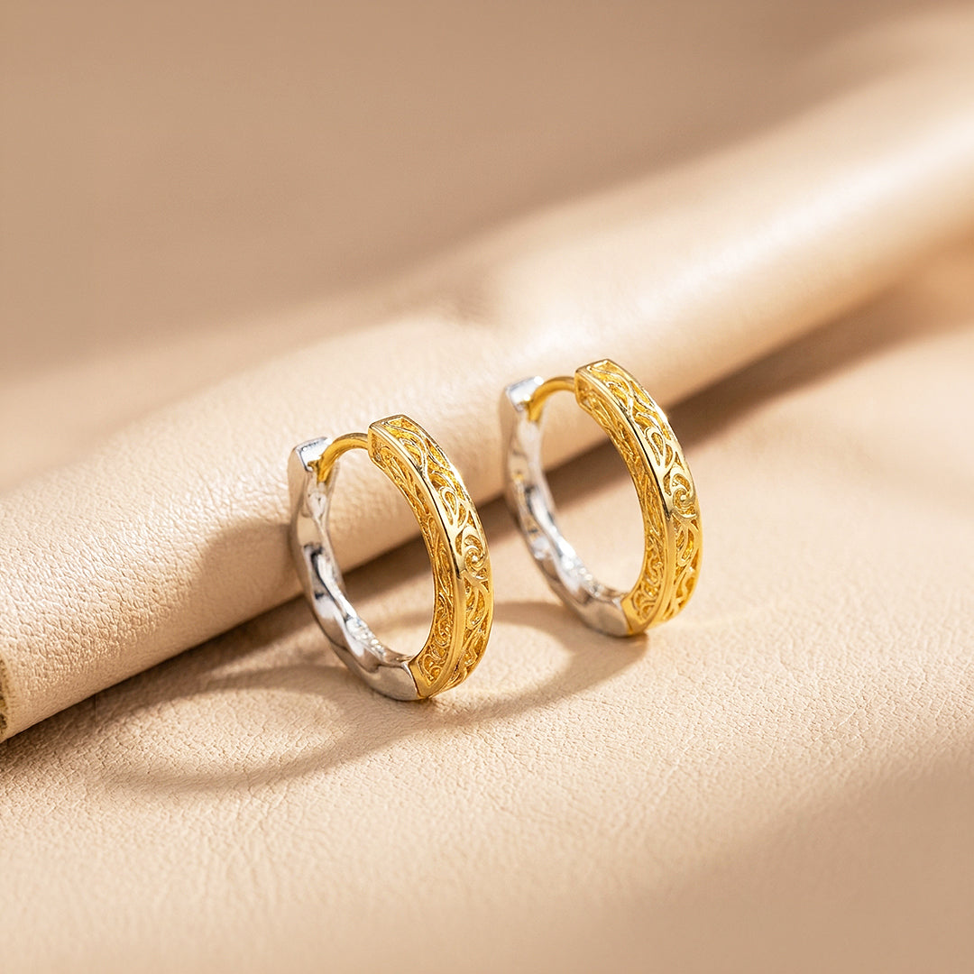 Engraved Scroll Huggie Hoop | Men's Earrings | ME1003