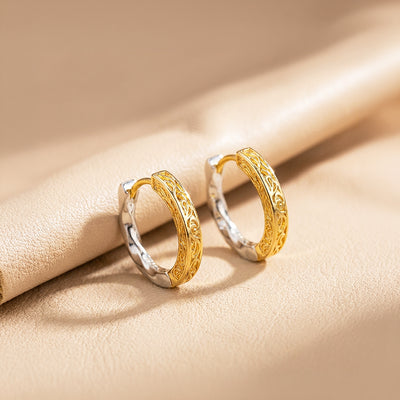 Engraved Scroll Huggie Hoop | Men's Earrings | ME1003
