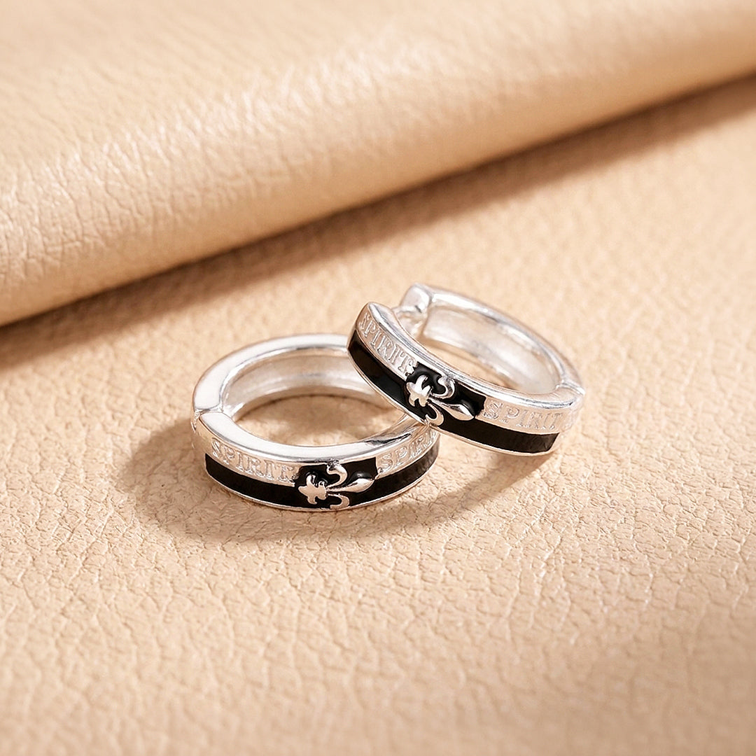 Fleur-de-Lis "Spirit" Engraved Huggie Hoop | Men's Earrings | ME1009