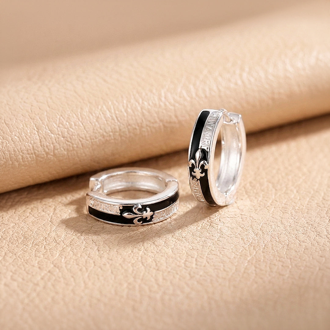 Fleur-de-Lis "Spirit" Engraved Huggie Hoop | Men's Earrings | ME1009