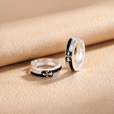 Fleur-de-Lis "Spirit" Engraved Huggie Hoop | Men's Earrings | ME1009