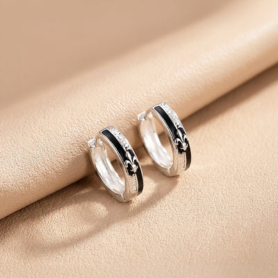 Fleur-de-Lis "Spirit" Engraved Huggie Hoop | Men's Earrings | ME1009