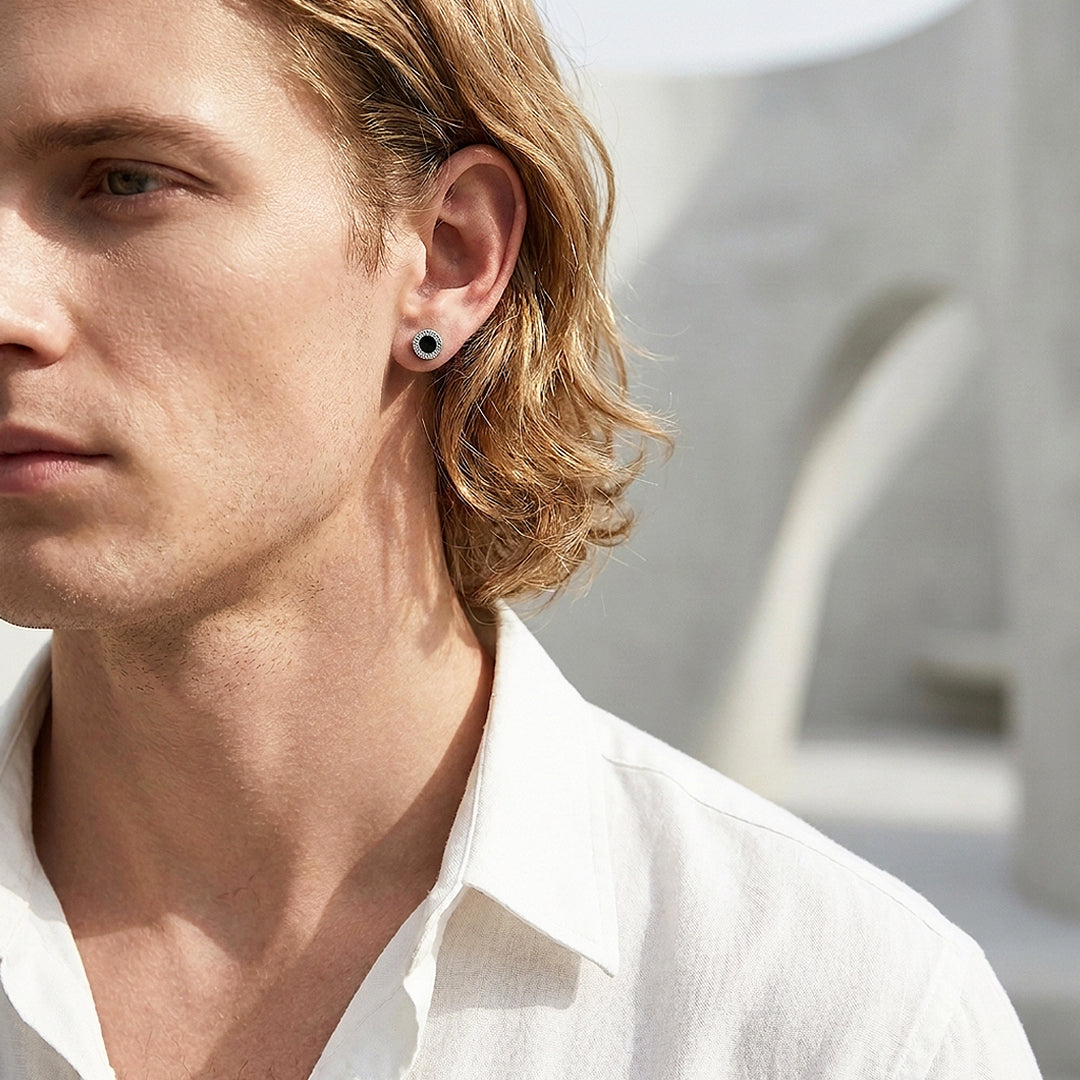 Textured Round Stud | Men's Earrings | ME1012