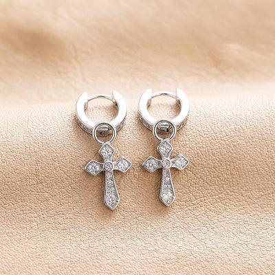 Pavé Cross Drop Huggie Hoop | Men's Earrings | ME1015