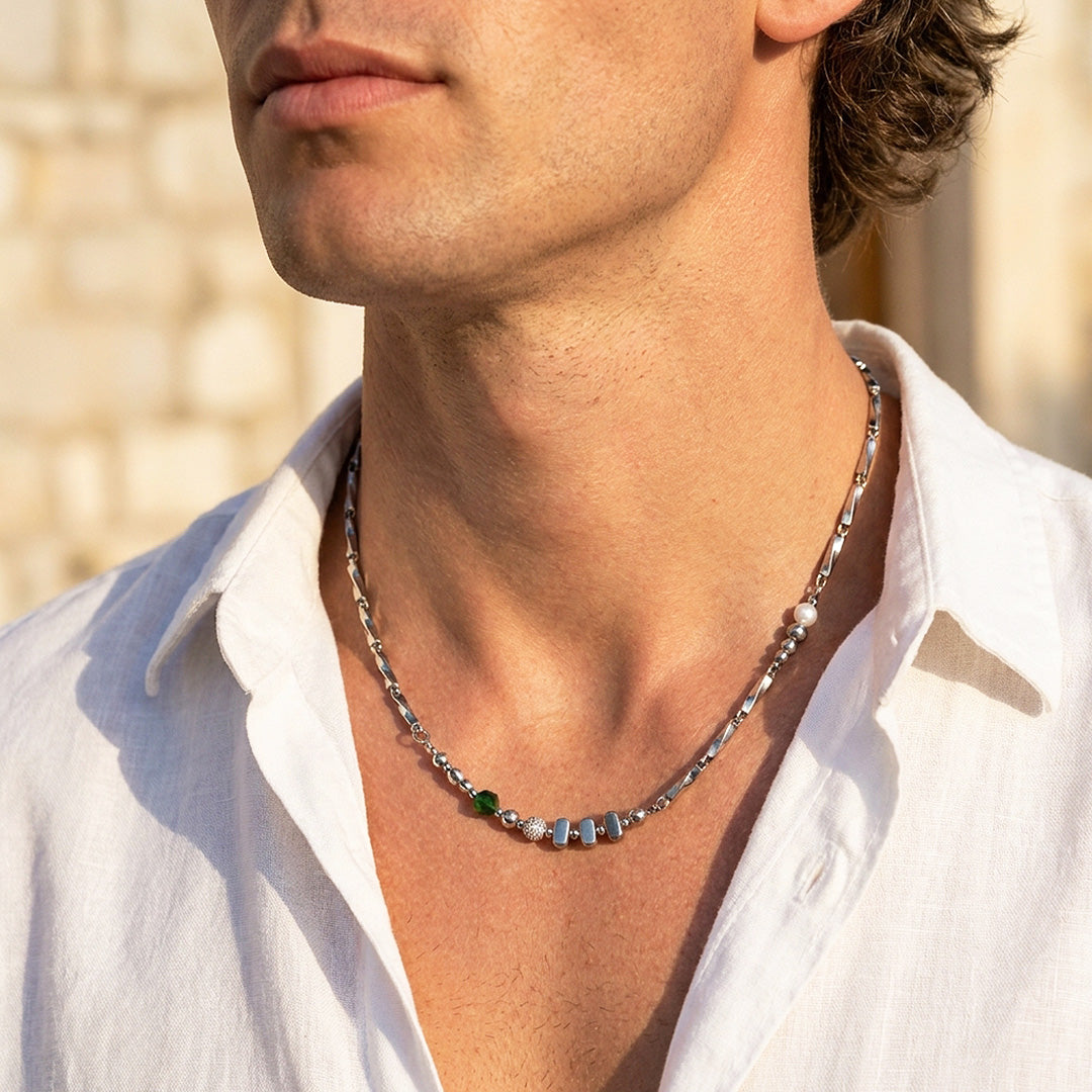 Mixed Bead & Bar Link | Men's Necklace | MN1086
