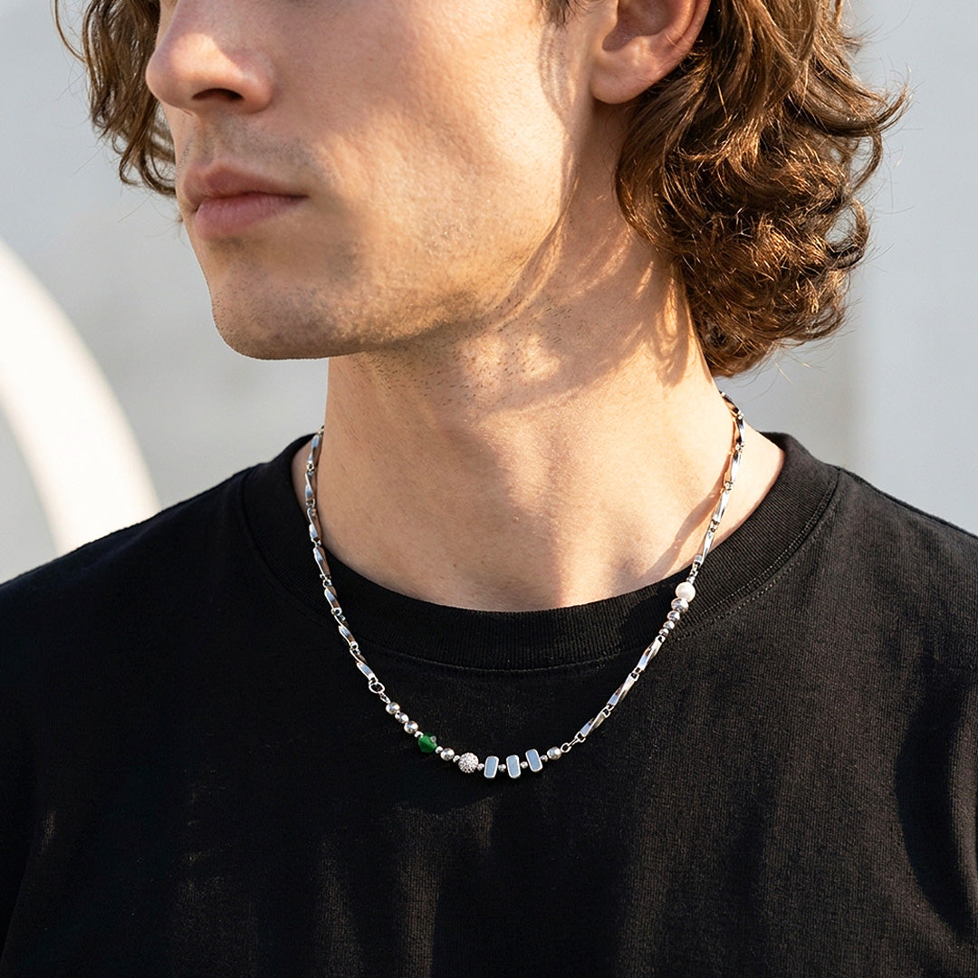 Mixed Bead & Bar Link | Men's Necklace | MN1086