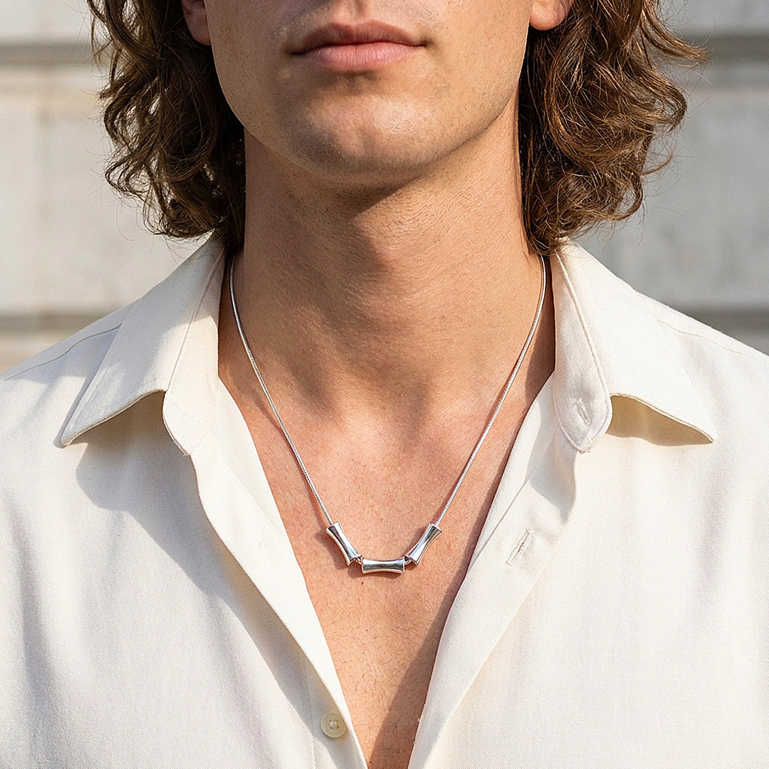 Triple Tube Bead Snake Chain | Men's Necklace | MN1092