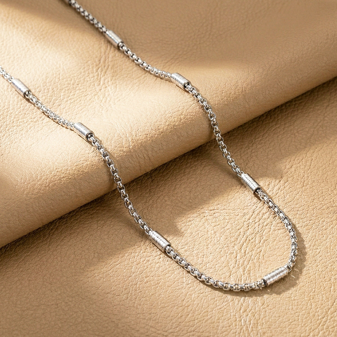 Box Link & Tube Bead Chain | Men's Necklace | MN1093