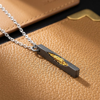 Gold Vein Bar Pendant | Men's Necklace | MN1102
