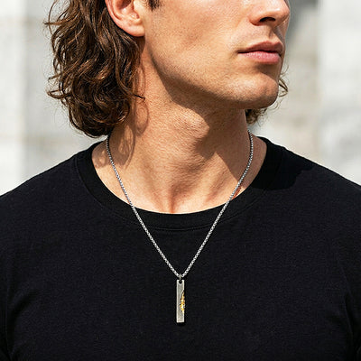 Gold Vein Bar Pendant | Men's Necklace | MN1102