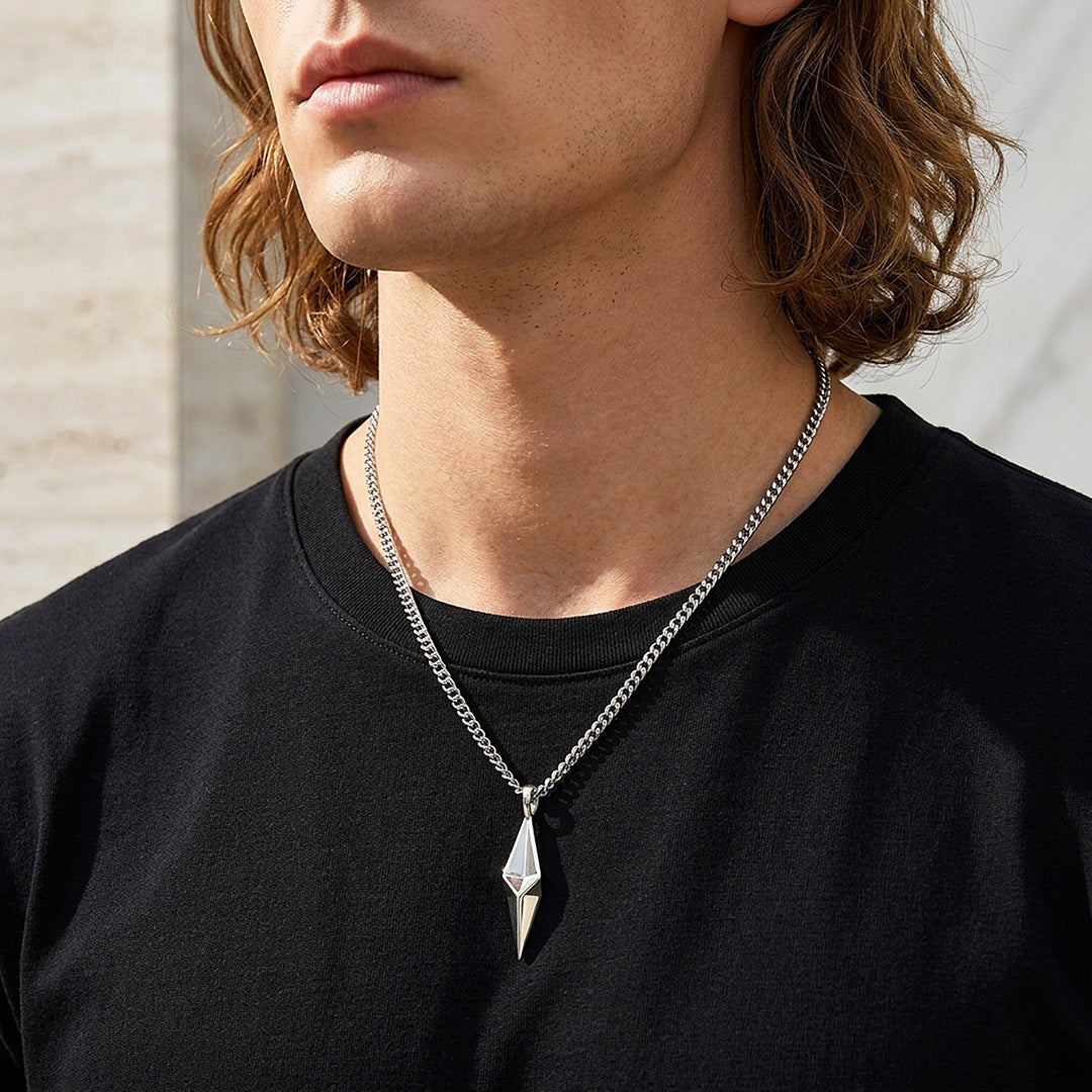 3D Geometric Diamond Pendant | Men's Necklace | MN1105