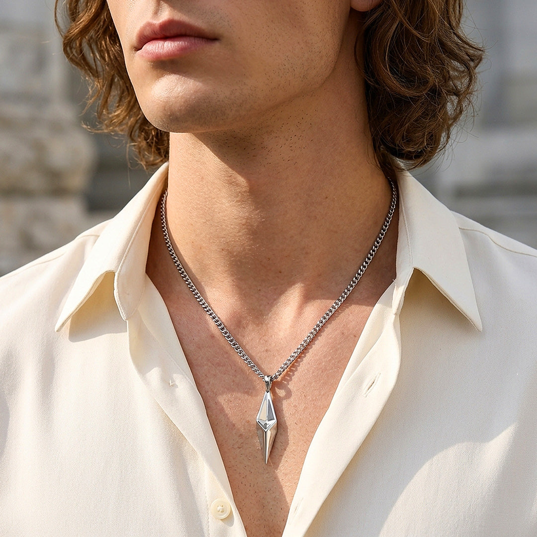 3D Geometric Diamond Pendant | Men's Necklace | MN1105