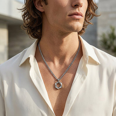 Open Hexagon Pendant | Men's Necklace | MN1106