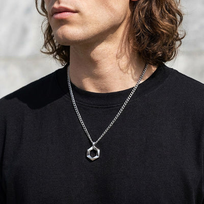 Open Hexagon Pendant | Men's Necklace | MN1106
