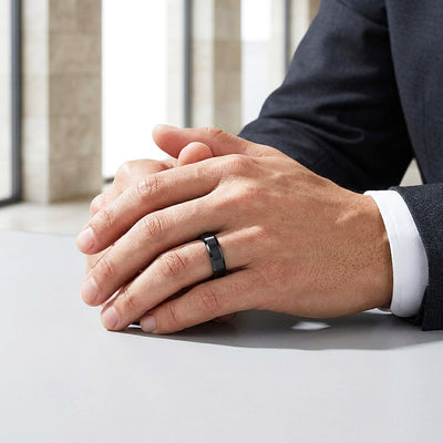 Merit | Black Brushed Bevelled Edge Tungsten Ring | Men's Ring