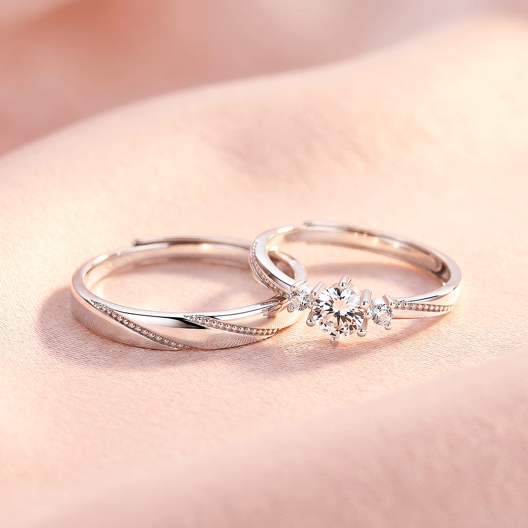 Milgrain Promise Couple Rings