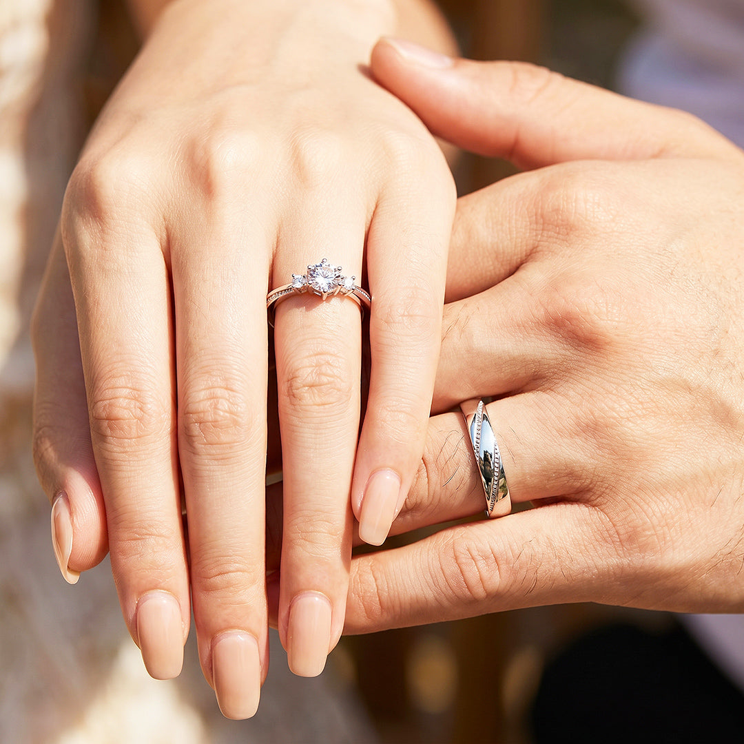 Milgrain Promise Couple Rings