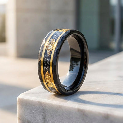 Molten Aurum Black Tungsten Carbide Ring | Men's Ring