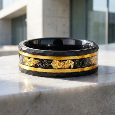 Molten Aurum Black Tungsten Carbide Ring | Men's Ring