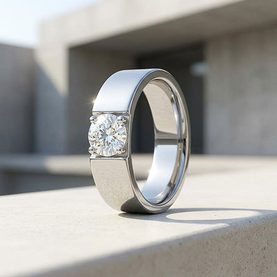 Solitaire Moissanite Men Ring | 925 Sterling Silver | PRM1002