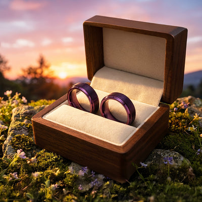 Purple Lavender | Tungsten Couple Rings | Purple Wedding Bands