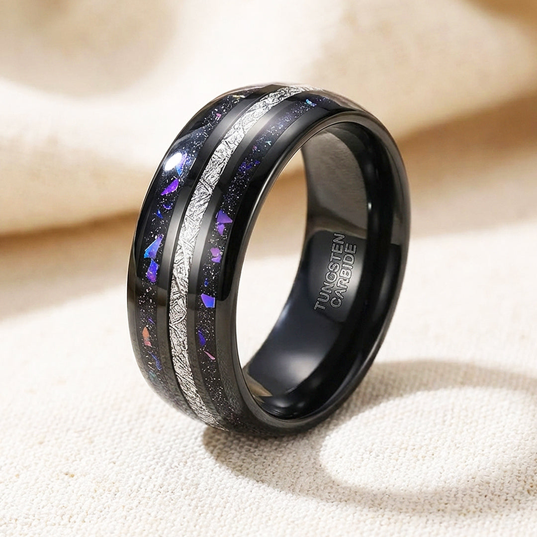 Purple Stars Meteorite Purple Opal Tungsten Carbide Ring | Men's Ring