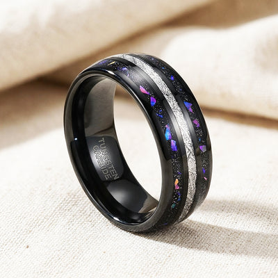 Purple Stars Meteorite Purple Opal Tungsten Carbide Ring | Men's Ring