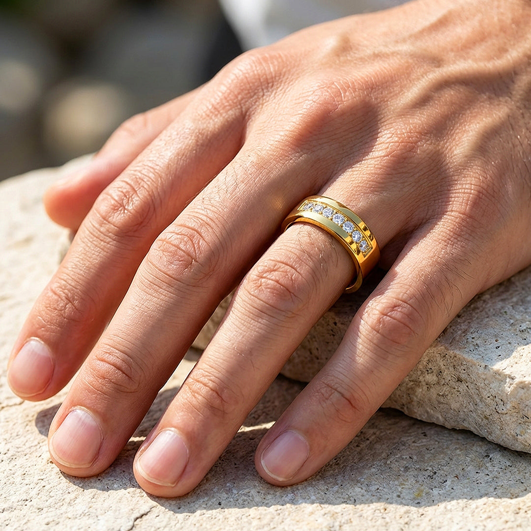 Regalis Polished Gold Tungsten Carbide Ring | Men's Ring