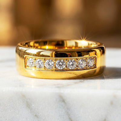 Regalis Polished Gold Tungsten Carbide Ring | Men's Ring