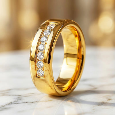 Regalis Polished Gold Tungsten Carbide Ring | Men's Ring