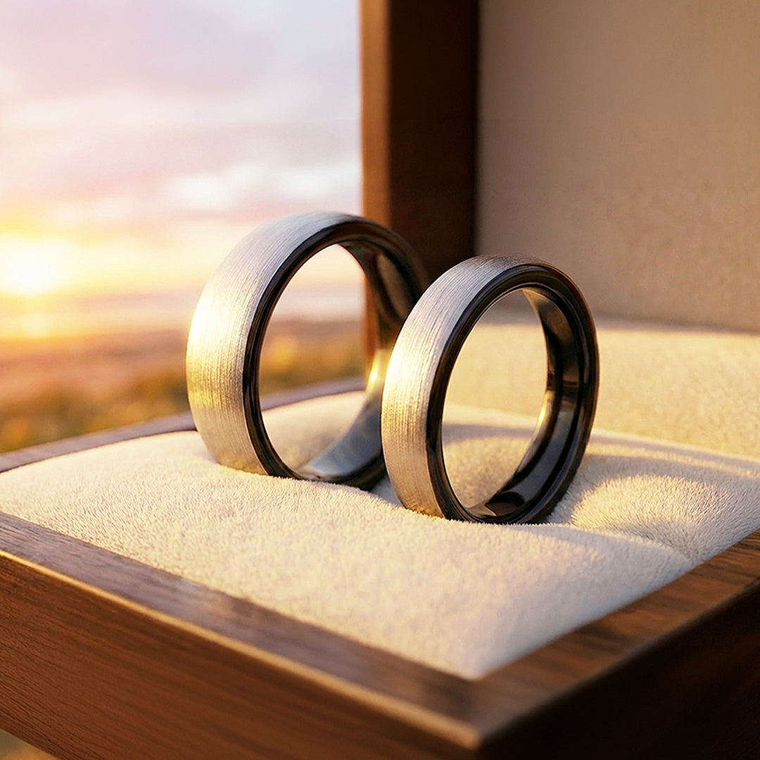 Resolve | Tungsten Couple Rings | Silver Wedding Bands