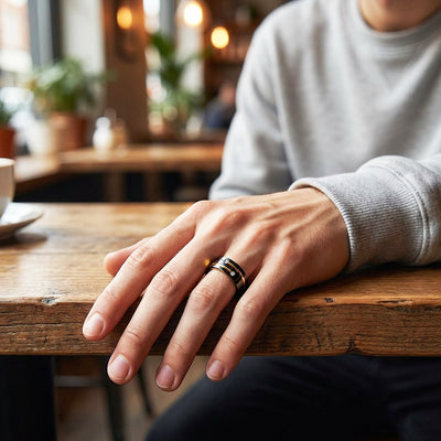 Rich | Brushed Dual Stone Black Tungsten Carbide Ring | Men's Ring