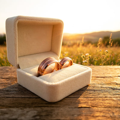Santa | Tungsten Couple Rings | Rose Gold Wedding Bands