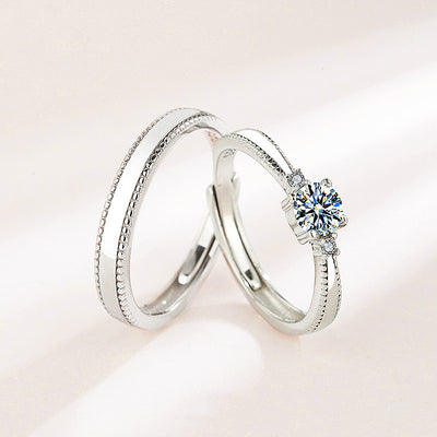 Silver Moon Couple Rings