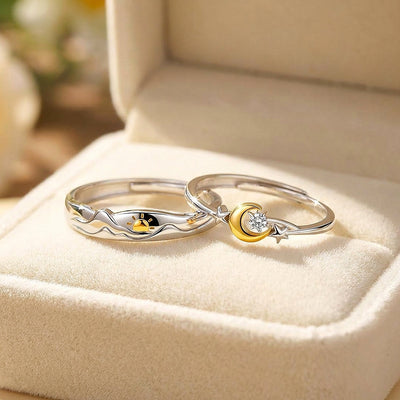 Sun & Moon Couple Rings | Solar and Lunar Love
