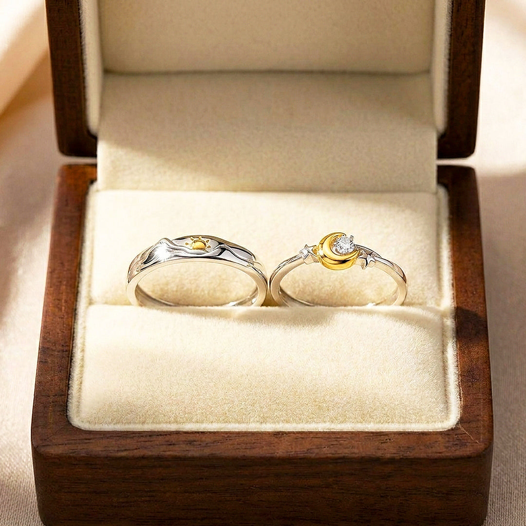 Sun & Moon Couple Rings | Solar and Lunar Love