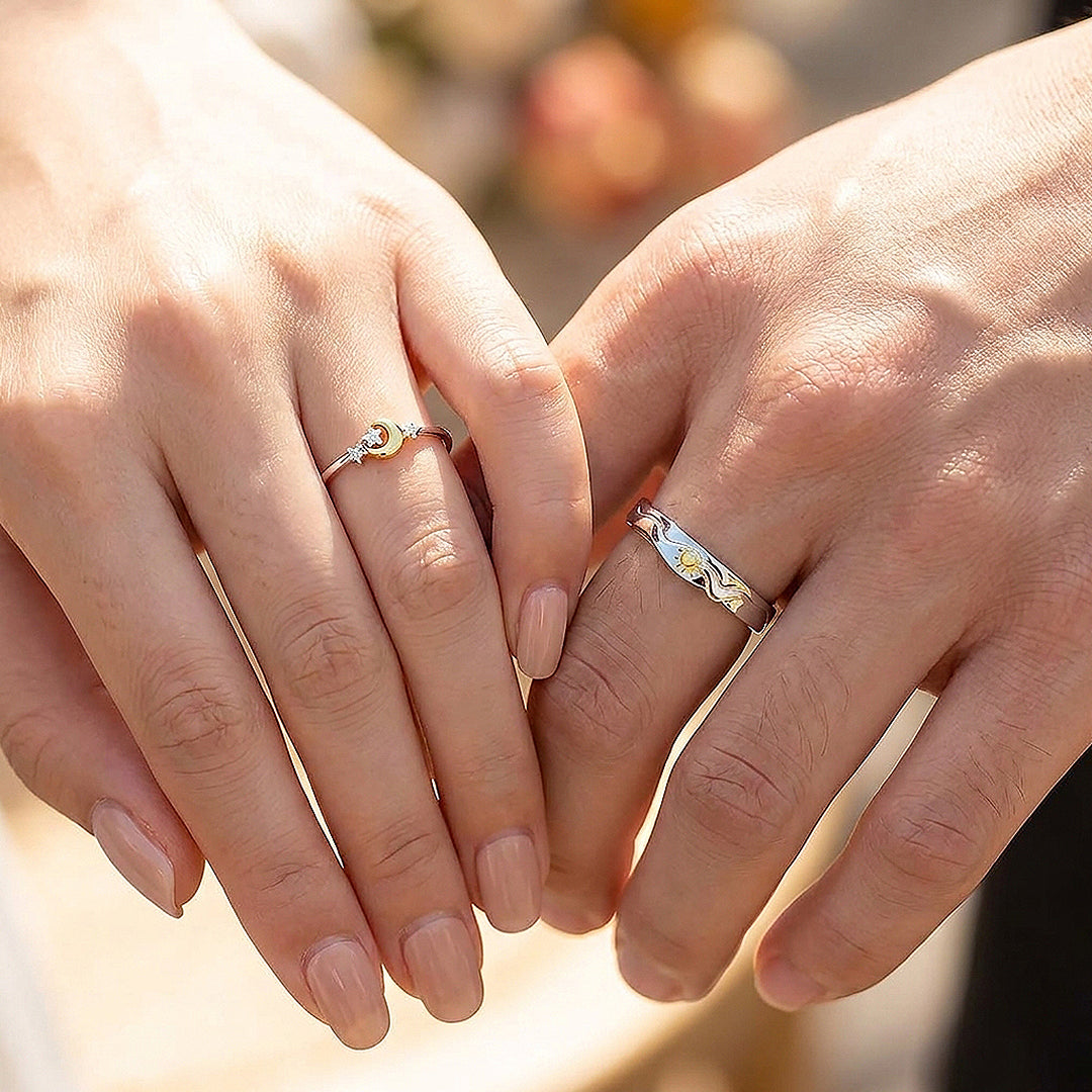 Sun & Moon Couple Rings | Solar and Lunar Love