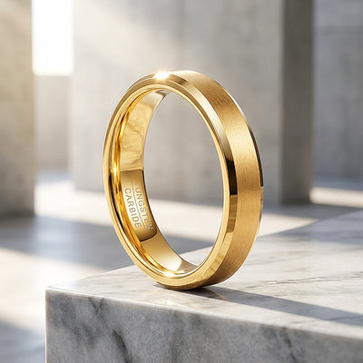 Spell | Matte Brushed Gold Bevelled Edge Tungsten Carbide