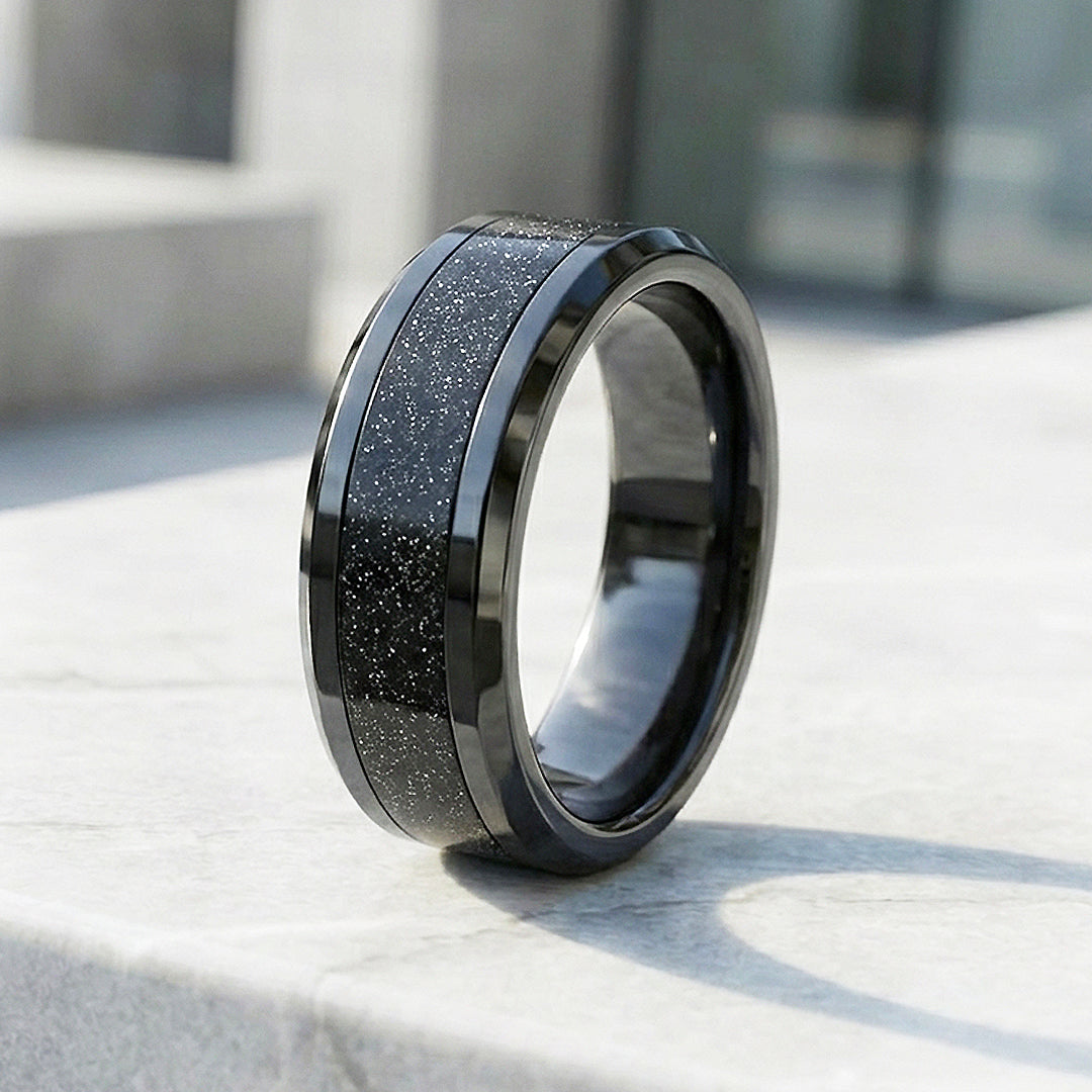 Stars in the Night Glitter Inlay Tungsten Carbide Ring | Men's Ring