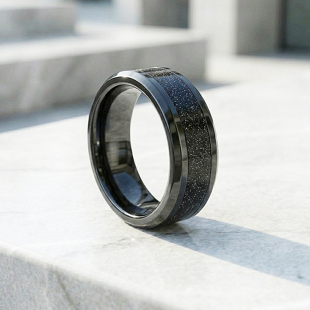 Stars in the Night Glitter Inlay Tungsten Carbide Ring | Men's Ring