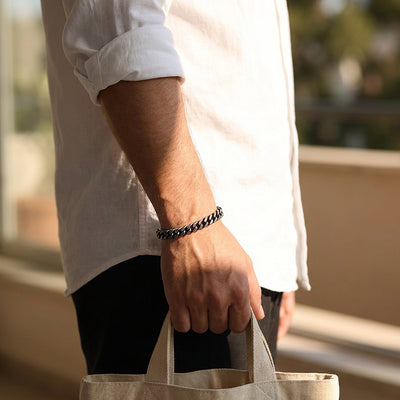 The Dark Night | Men's Black Franco Chain Bracelet