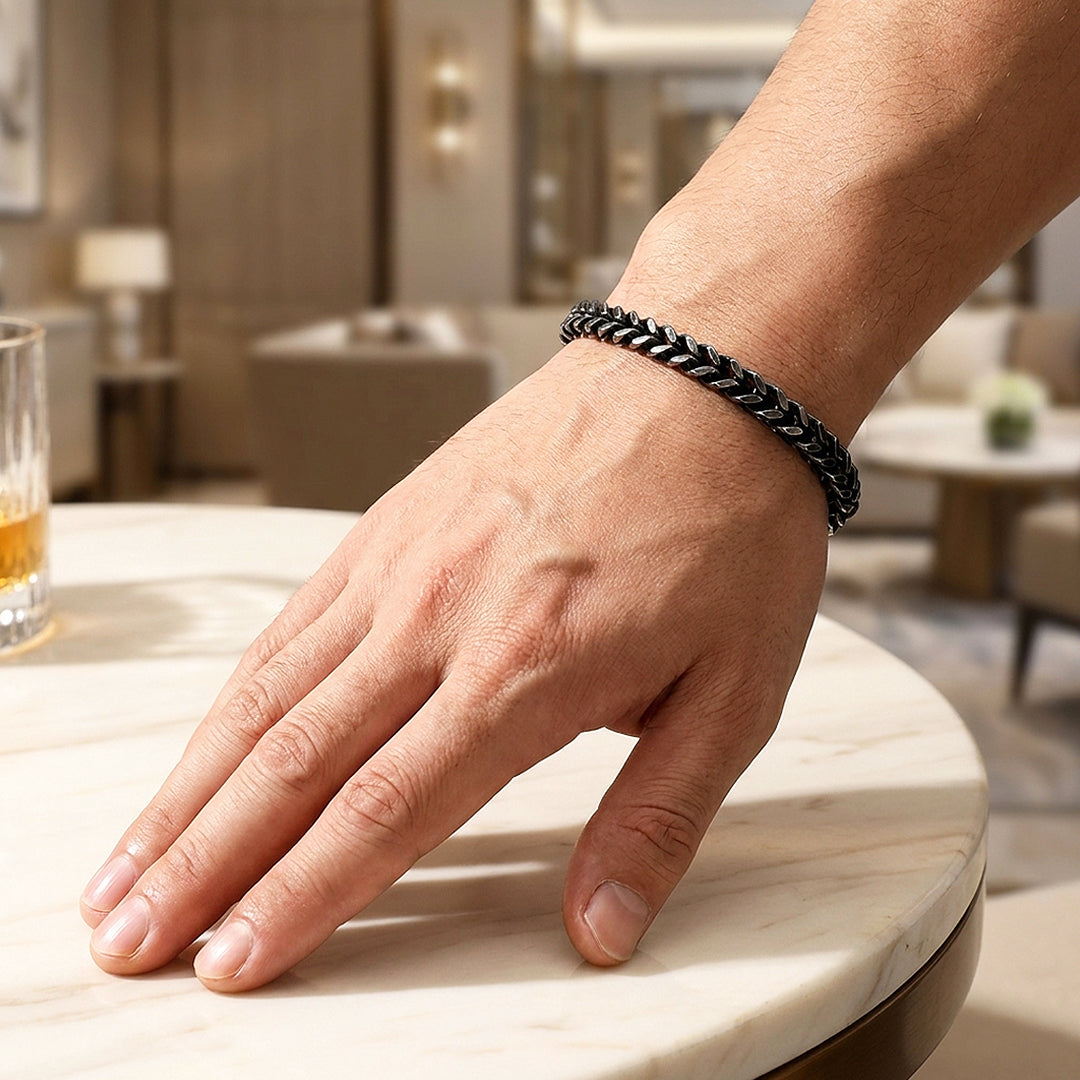The Dark Night | Men's Black Franco Chain Bracelet