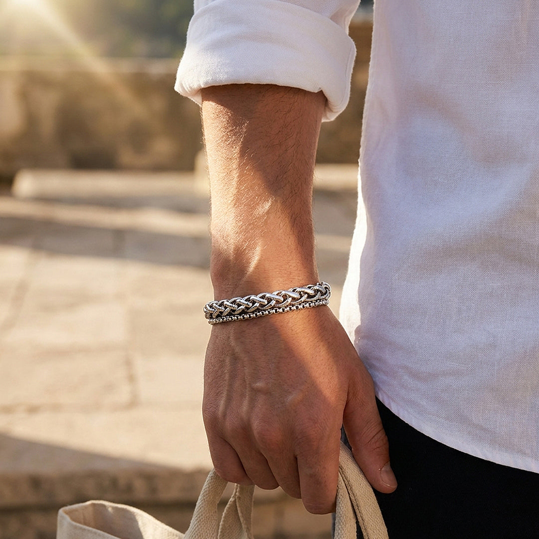The Galahad | Men's Double Layer Chain Bracelet