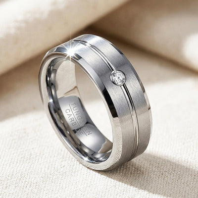 Truman Brushed Solitaire Tungsten Carbide Ring | Men's Ring