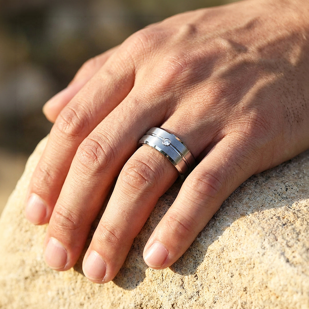 Truman Brushed Solitaire Tungsten Carbide Ring | Men's Ring
