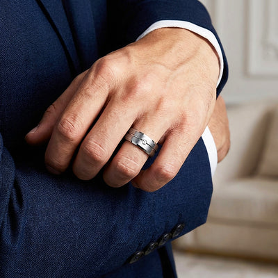 Truman Brushed Solitaire Tungsten Carbide Ring | Men's Ring